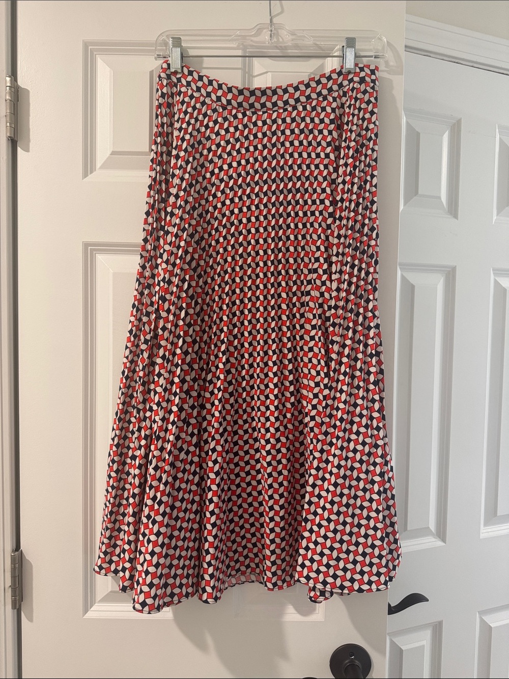 Boden Red, Black & White Circle-Print Skater Skirt